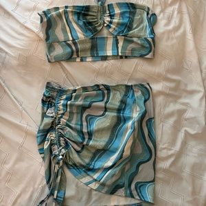 Printed matching skirt and shirt set